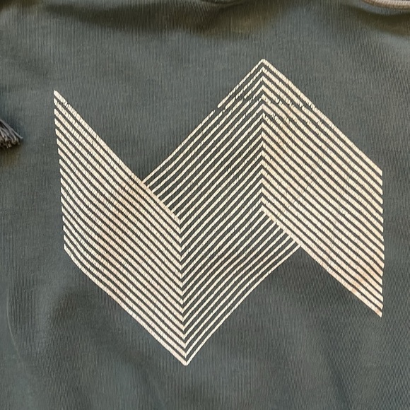 American Eagle Green Geometric Graphic Hoodie Sweatshirt Distressed Cotton Large - Picture 4 of 12